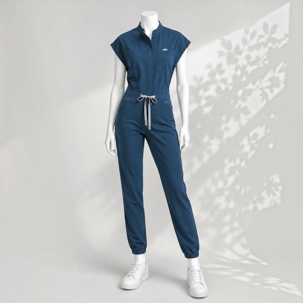 FIGS Rafaela Jogger Scrub Jumpsuit M Dark Harbor Blue Nurse Medical Uniform